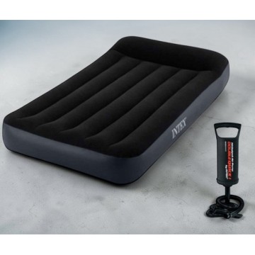 Надувной матрас 191х99х25см 64141 Intex односпальный, с подголовником и насосом