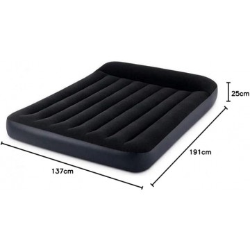 Надувной матрас Intex полуторный 64142 с подголовником и насосом, черный 191х137х25см