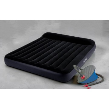 Надувной двуспальный матрас с подголовником Intex 64144 (размер 203x183x25см) и насосом 69611