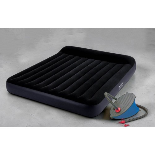 Двуспальный надувной матрас Intex 64144 203×183×25 см с подголовником и насосом — купить в Украине