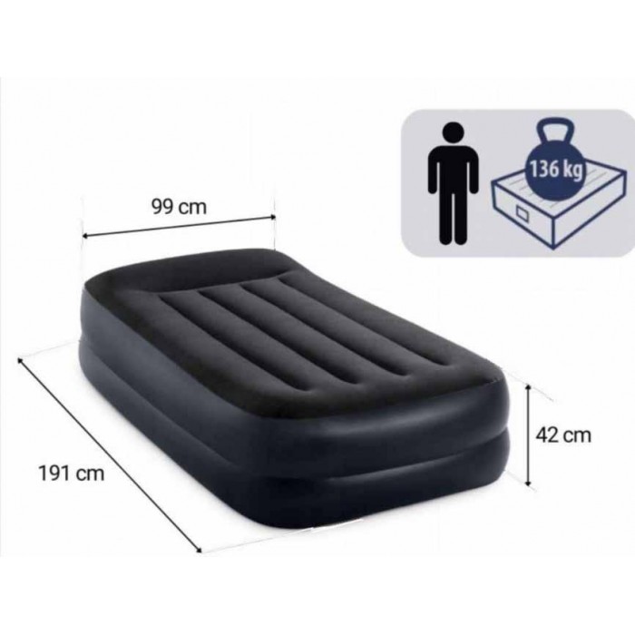 Надувне ліжко-матрац Pillow Rest Intex 191×99×42 см з насосом – зручність і підтримка