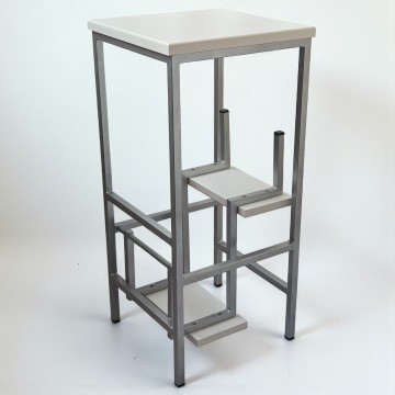 Табурет-стрем’янка Minos лофт драбина складна для дому 2 в 1 хром/білий