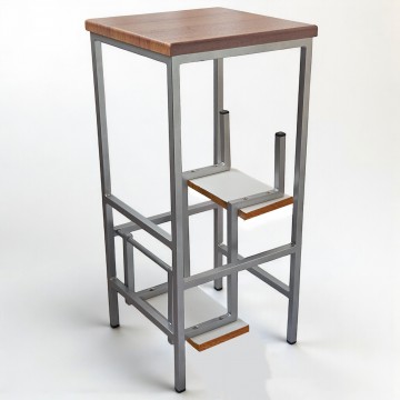 Табурет драбина 65 см у стилі Лофт Minos хром/горіх