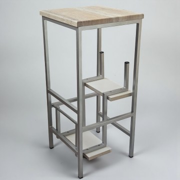 Табурет стремянка складний Minos хром/ дуб сонома хром/ дуб сонома