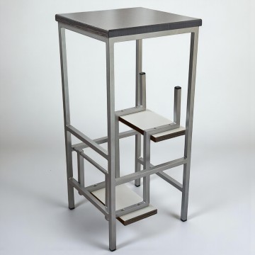 Стілець стремянка на 3 шаблі Minos хром/венге Наша Ковка