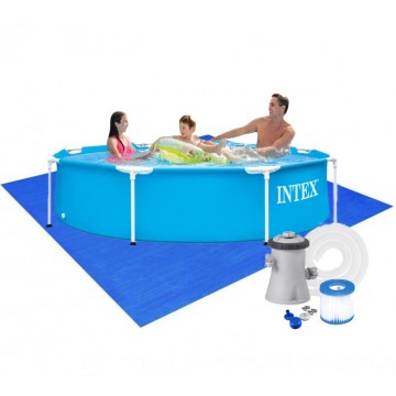 Каркасний круглий басейн 244 см Intex 28205 з фільтр насосом та підстилкою