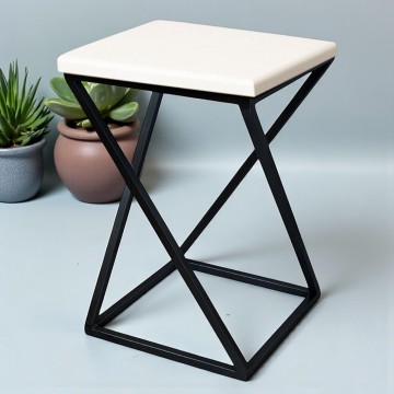 Подставка под цветы на один вазон черный/белый Marble