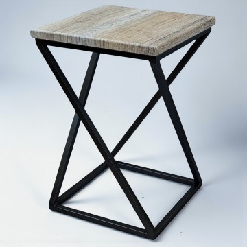 Табурет в стилі лофт Чорний / Дуб сонома Marble