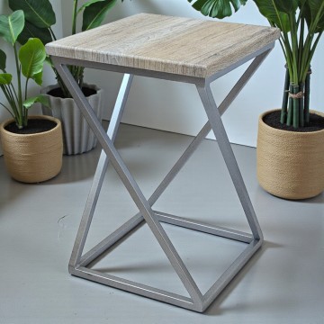 Подставка под вазон Marble хром/дуб сонома