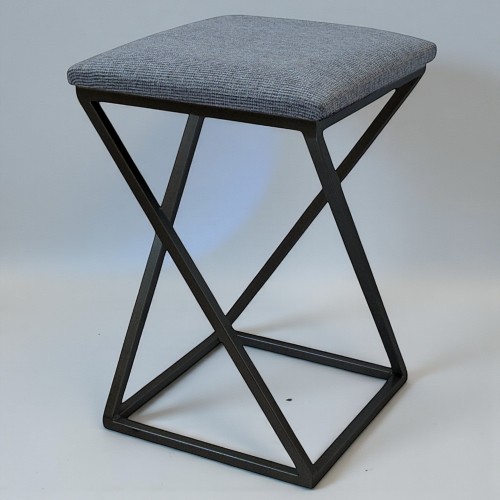 Табурет лофт «Marble» з м’яким сидінням чорний / сірий