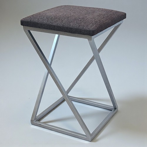 Табурет лофт «Marble» 45 см чорний каркас / коричневе м’яке сидіння