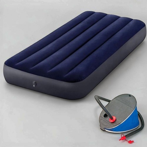 Надувний матрац Intex 64757 з ножним насосом для дому та кемпінгу — купити в Україні