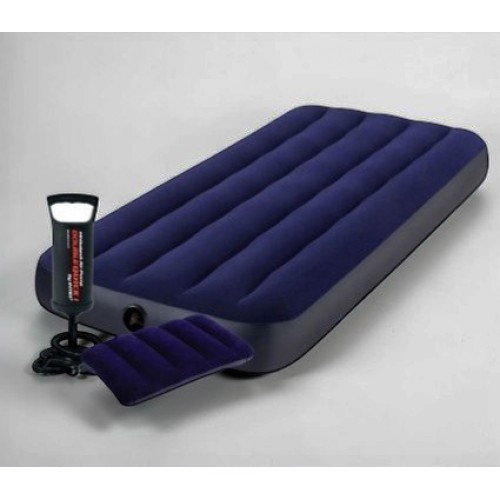 Односпальный надувной матрас Intex 64757 с подушкой и насосом — купить в Украине