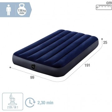 Матрас надувной Intex 64757 с ножным насосом | Для дома и кемпинга