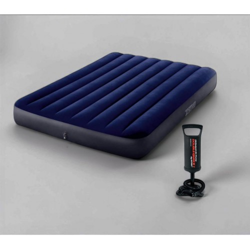 Двуспальный надувной матрас Intex 183×203×25 см с насосом