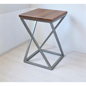 Табурет лофт 45 см на металевій основі горіх  Marble Наша Ковка