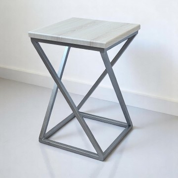 Табурет у стилі лофт Marble 45 см хром/аляска Наша Ковка
