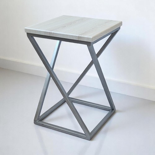 Табурет у стилі лофт Marble 45 см хром/аляска Наша Ковка