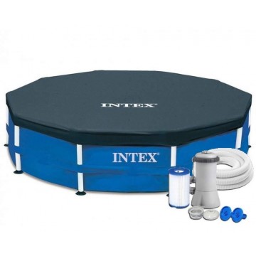 Басейн каркасний Intex 28202 з тентом 28030  та фільтр-насос 1250 л/ч