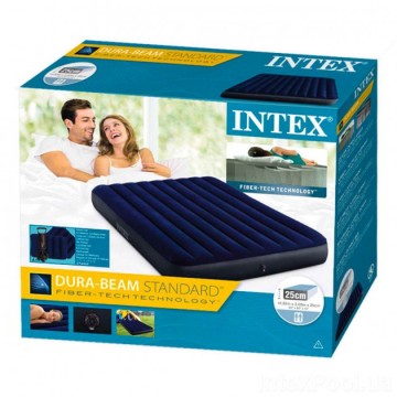 Надувний матрац Intex 64765, 152 х 203 х 25 см, з двома подушками, насосом двомісний