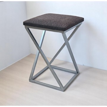 Табурет з м’яким сидінням лофт Marble 45 см хром/коричневий