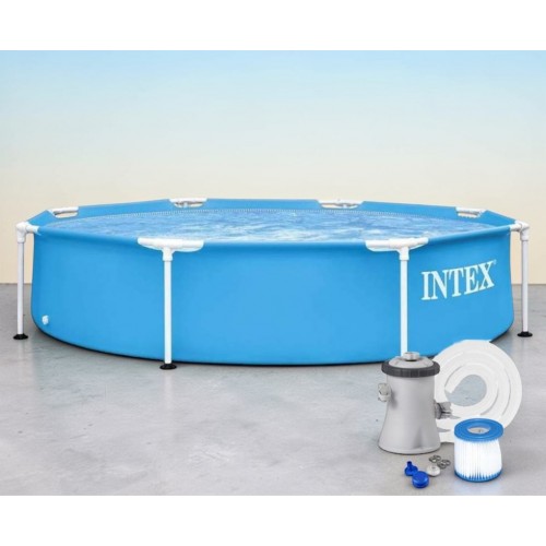 Купить круглый каркасный бассейн Intex 28205 244×51 см с фильтр-насосом и подстилкой