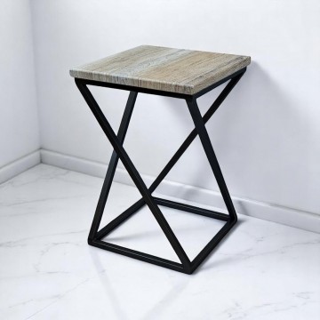 Табурет в стилі лофт Чорний / Дуб сонома Marble