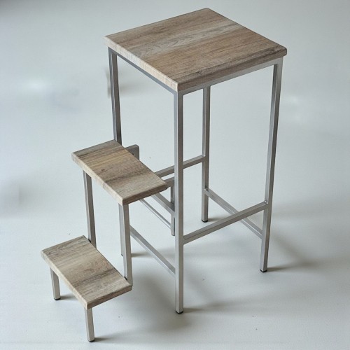 Складний табурет-стрем’янка Minos — хром / дуб сонома