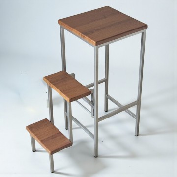 Табурет драбина 65 см у стилі Лофт Minos хром/горіх