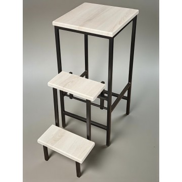 Табурет драбини Лофт на 3 ступені Minos чорний/аляска Наша Ковка