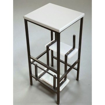 Табурет драбина Лофт на три ступені 65 см Minos чорний/білий Наша Ковка