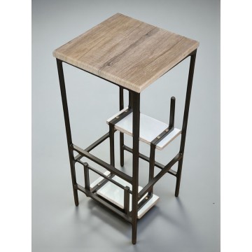 Стілець драбини Лофт на три ступені Minos чорний/дуб сонома Наша Ковка