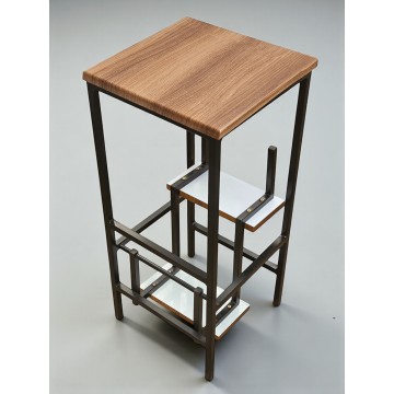 Драбина на 3 щаблі лофт табурет Minos чорний/вишня малага