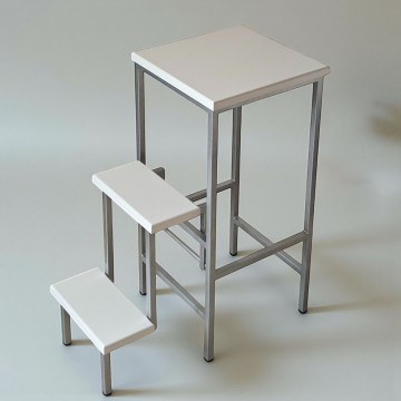 Табурет-стрем’янка Minos лофт драбина складна для дому 2 в 1 хром/білий