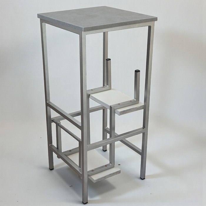 Табурет драбина лофт на 3 сходинки хром/сірий мармур Наша Ковка Табурет драбина лофт на 3 сходинки хром/сірий мармур Наша Ковка