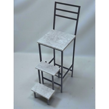 Стул стремянка на 3 ступеньки со спинкой Magnus черный/серый мрамор