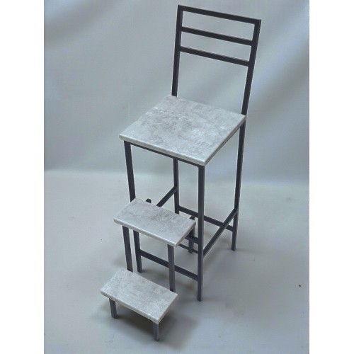 Стул стремянка на 3 ступеньки со спинкой Magnus черный/серый мрамор