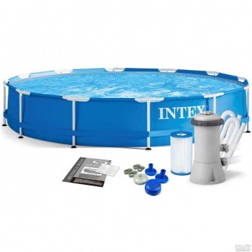 Каркасний басейн Intex 28212 з тентом 28031 та фільтром, 366 x 76 см (2 006 л/год)