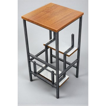 Стілець-підставка Minos 3 сходинки графіт / горіх