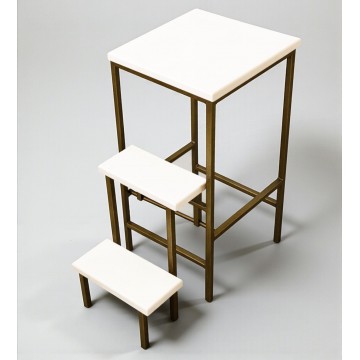 Стул стремянка Лофт на 3 сходинки 65 см бронза/білий