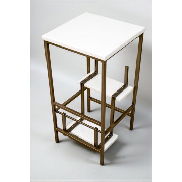 Стул стремянка Лофт на 3 сходинки 65 см бронза/білий