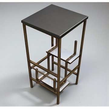 Табурет стремянка Лофт на 3 сходинки Minos бронза/чорний