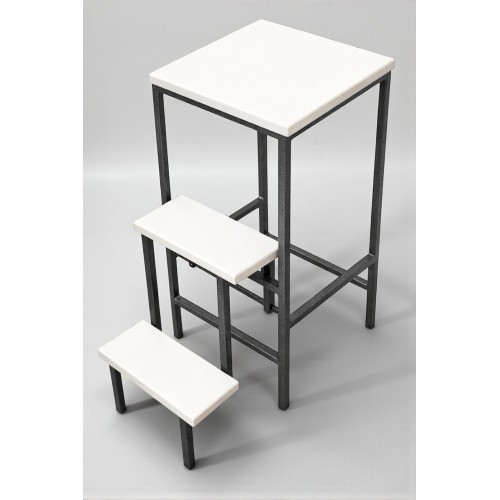 Табурет-драбина Minos Лофт графіт / білий Наша Ковка