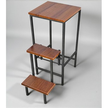 Стілець-підставка Minos 3 сходинки графіт / горіх