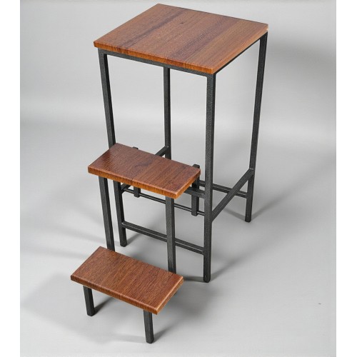 Стілець-підставка Minos 3 сходинки графіт / горіх