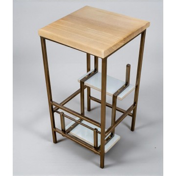 Табурет лофт стремянка з натуральним деревом Minos