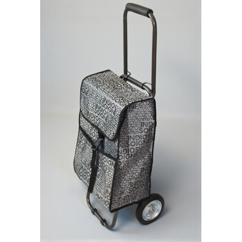 Кравчучка візок із сумкою на металевих колесах сіра складна