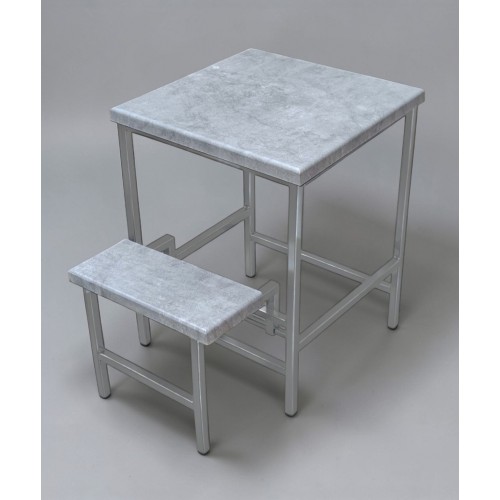 Стул-стремянка Linus лофт 45 см хром/серый мрамор Наша Ковка