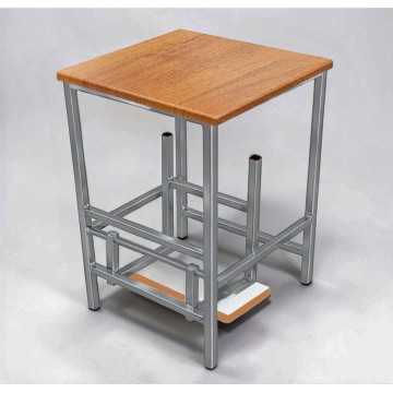 Стілець-драбина Linus лофт 2 сходинки хром/горіх Наша Ковка