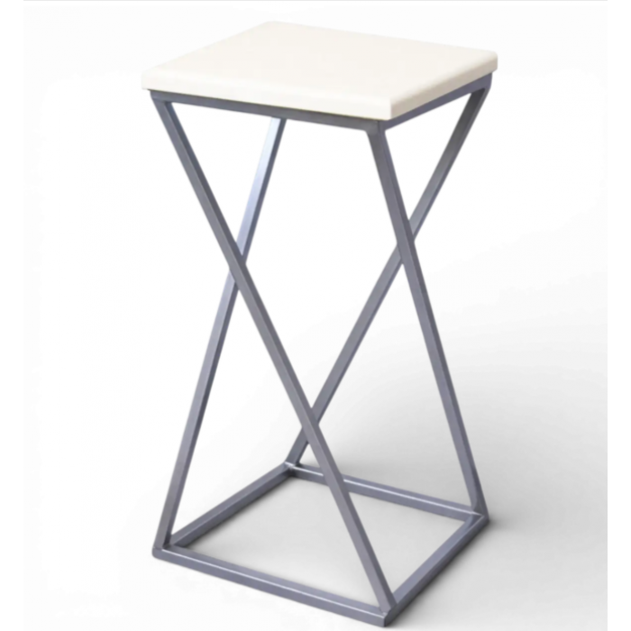 Барний табурет у стилі лофт Вектор хром/білий Барний табурет у стилі лофт Вектор хром/білий